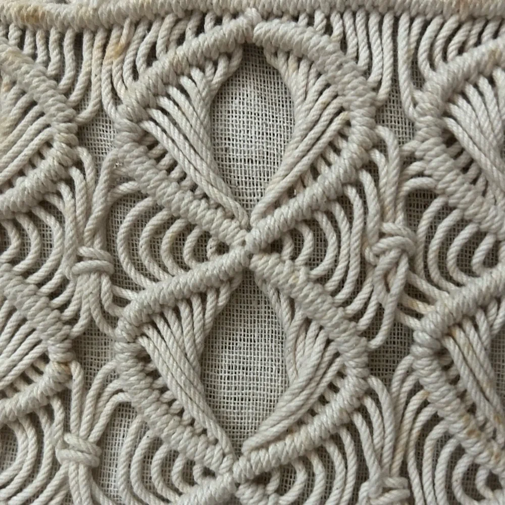NWOT Handmade Woven Macramé Clutch - Cream 5 x 9”